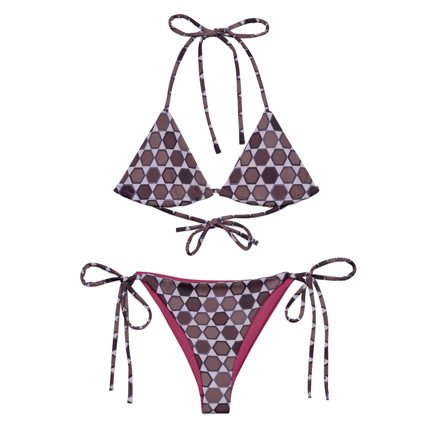 Wine Honeycombs Abstraction Recycled String Bikini