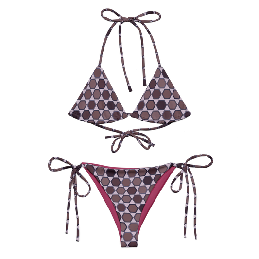 Wine Honeycombs Abstraction Recycled String Bikini