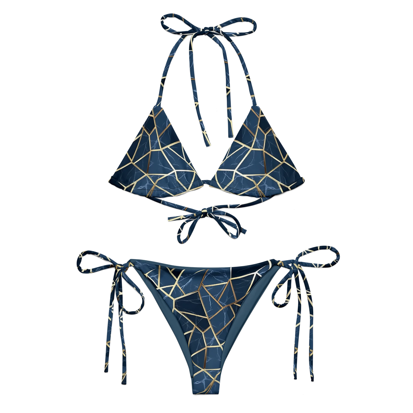Blue Geometric Nordic Sky Recycled String Bikini