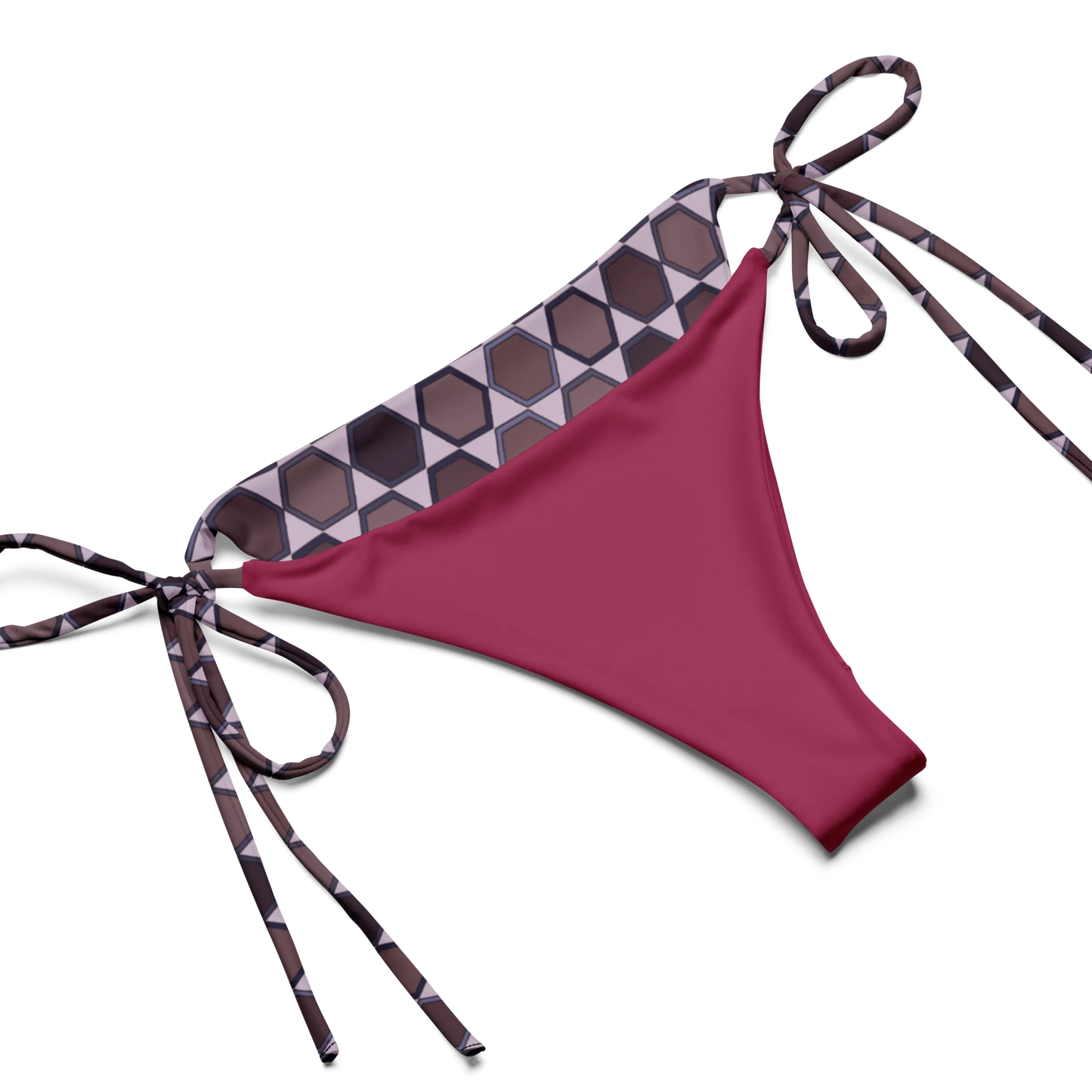 Wine Honeycombs Abstraction Recycled String Bikini