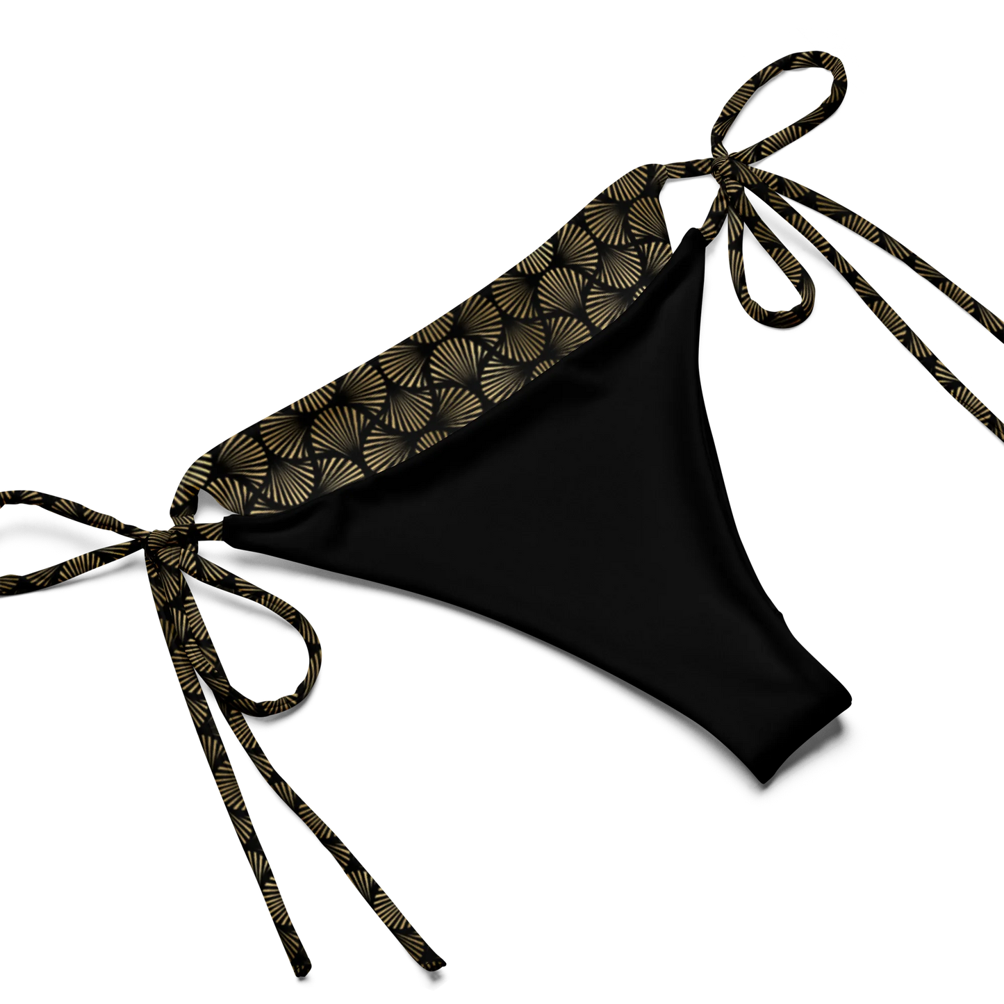 Black And Gold Art Deco Flower Reflections Recycled String Bikini