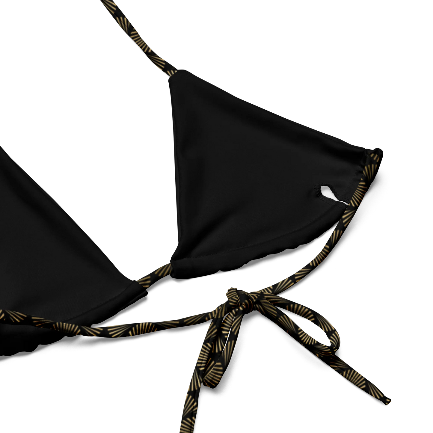 Black And Gold Art Deco Flower Reflections Recycled String Bikini