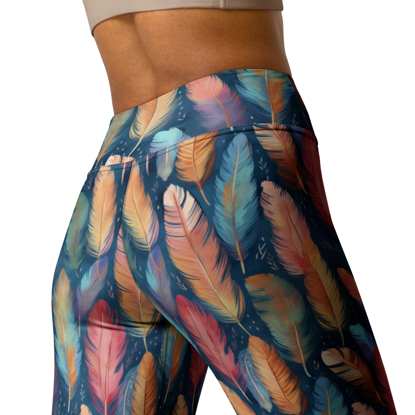 Dance of Wild Birds` Feathers Yoga Leggings