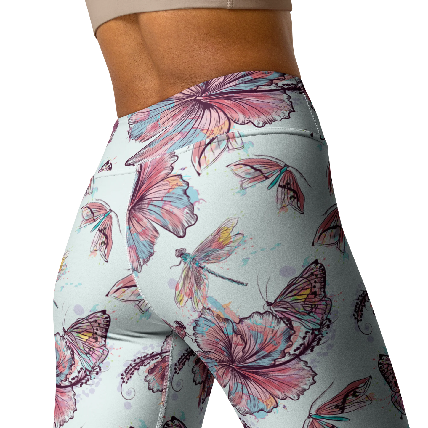 Sophisticated Hibiscus Ornament Yoga Leggings
