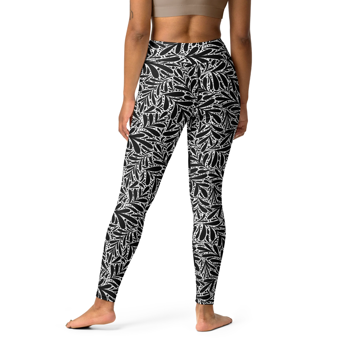 Black Leafy Luxury Yoga Leggings
