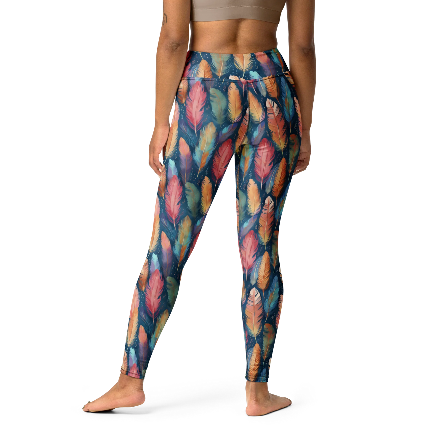 Dance of Wild Birds` Feathers Yoga Leggings