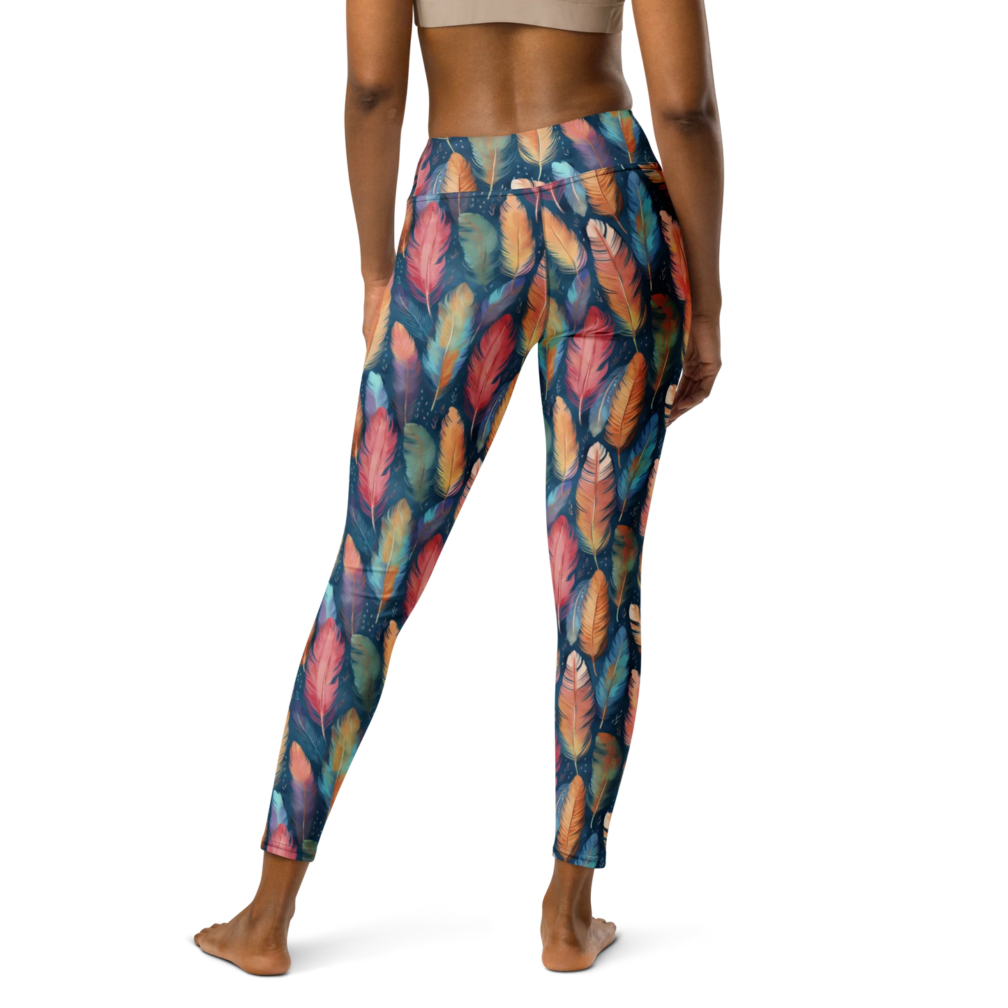 Dance of Wild Birds` Feathers Yoga Leggings