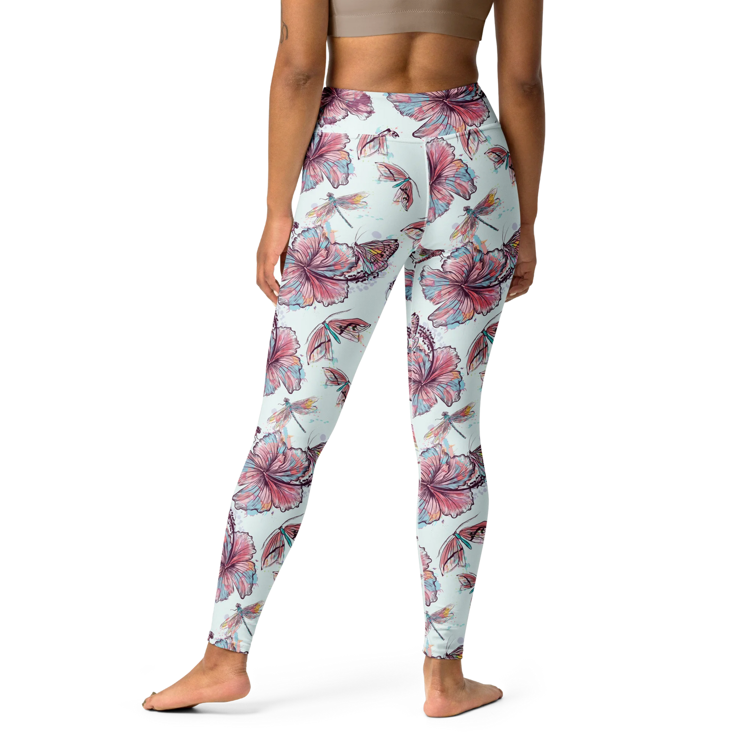 Sophisticated Hibiscus Ornament Yoga Leggings