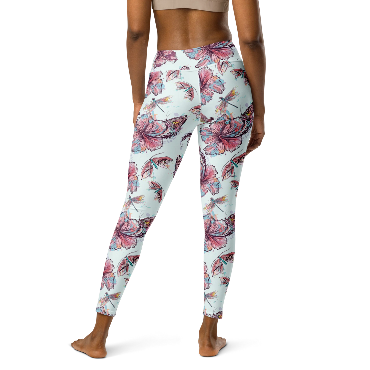 Sophisticated Hibiscus Ornament Yoga Leggings