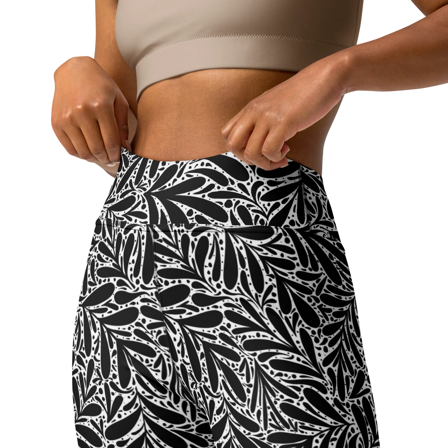 Black Leafy Luxury Yoga Leggings