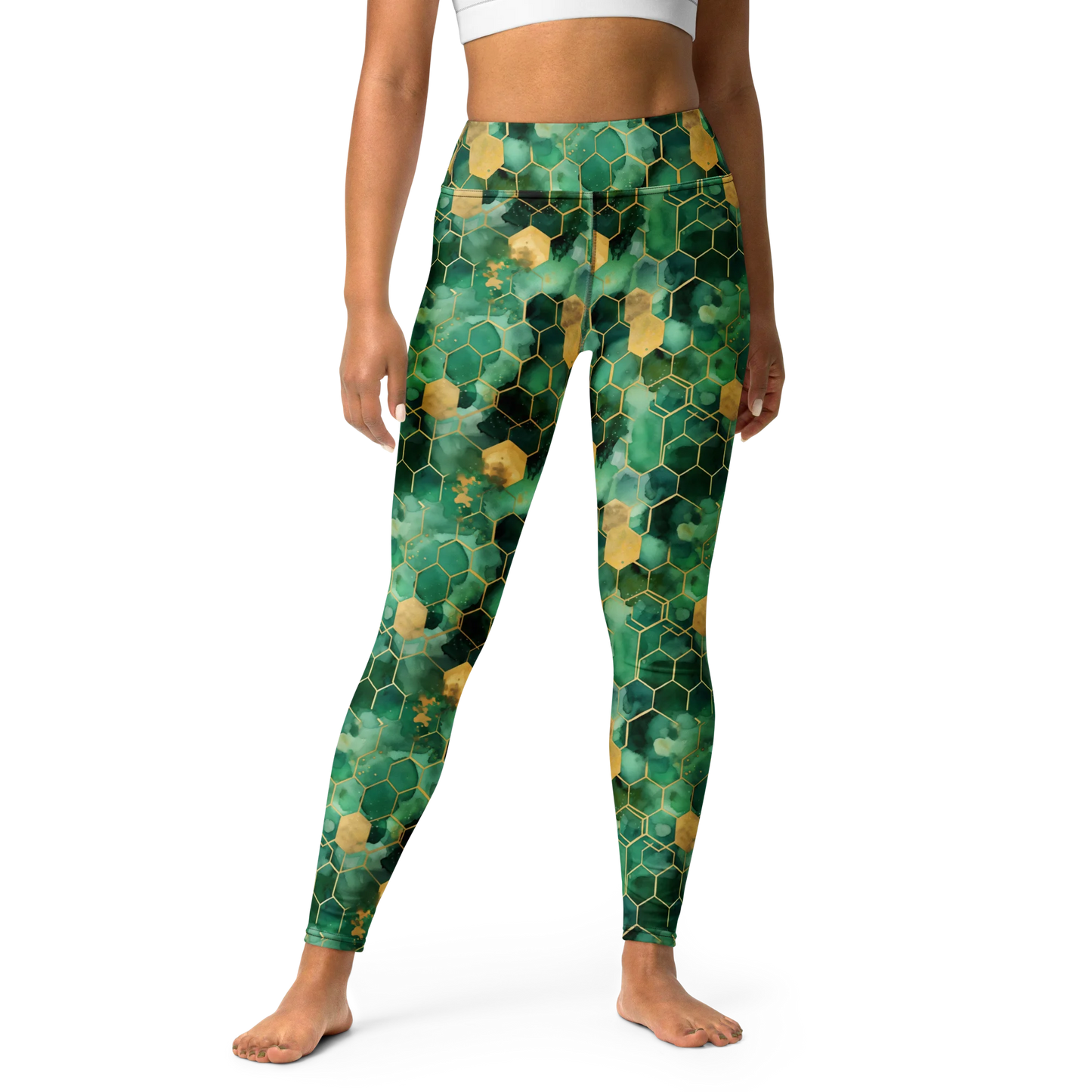 Abstract Verdant Elegance Yoga Leggings