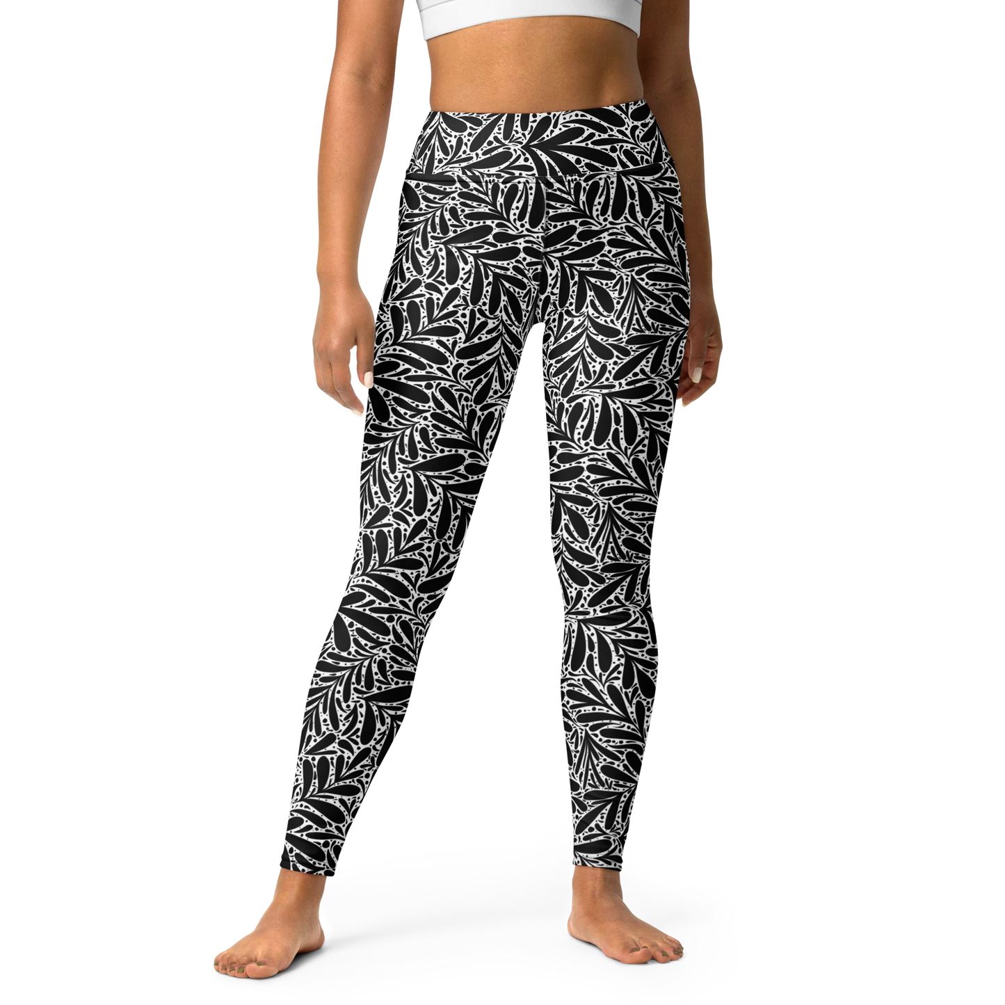 Black Leafy Luxury Yoga Leggings