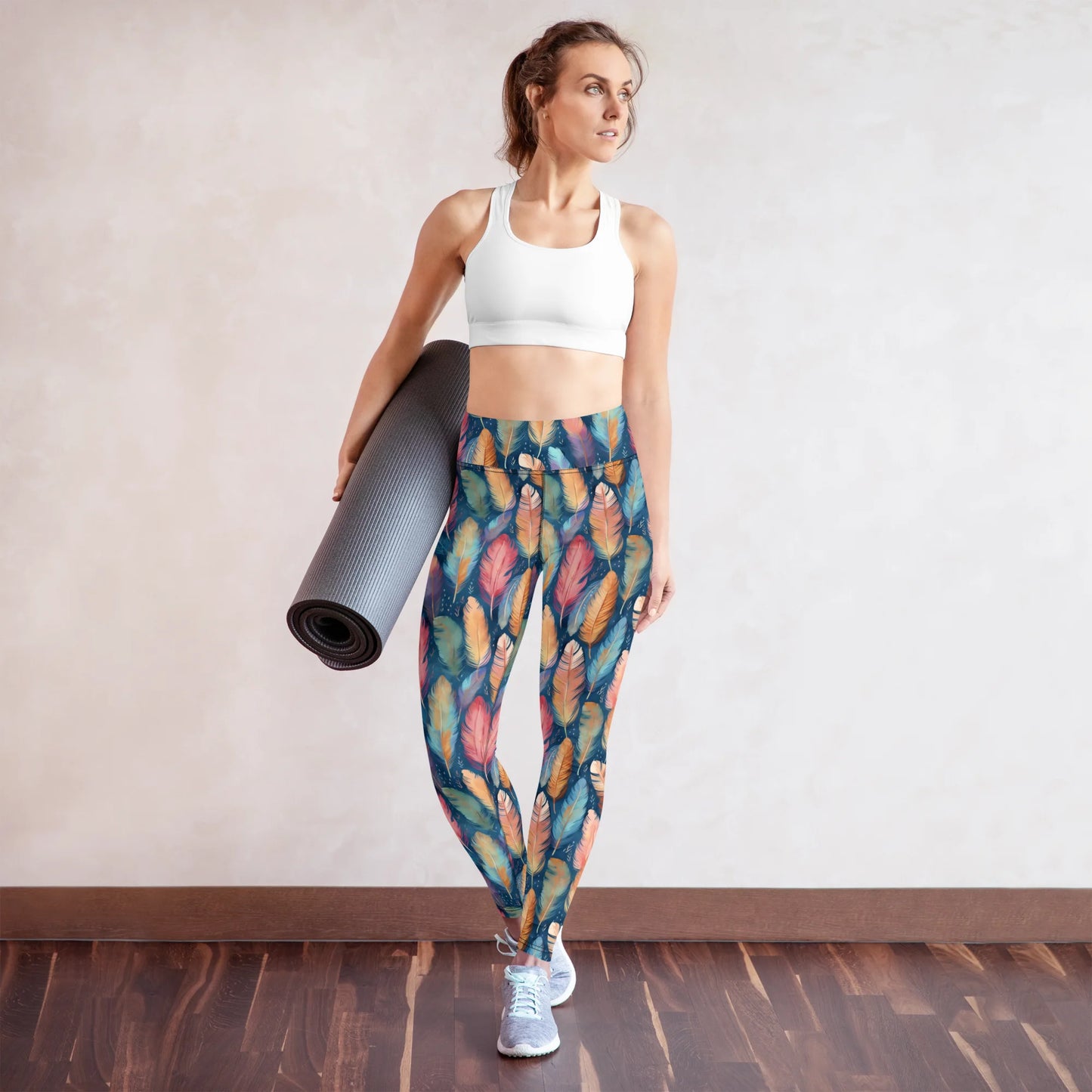 Dance of Wild Birds` Feathers Yoga Leggings