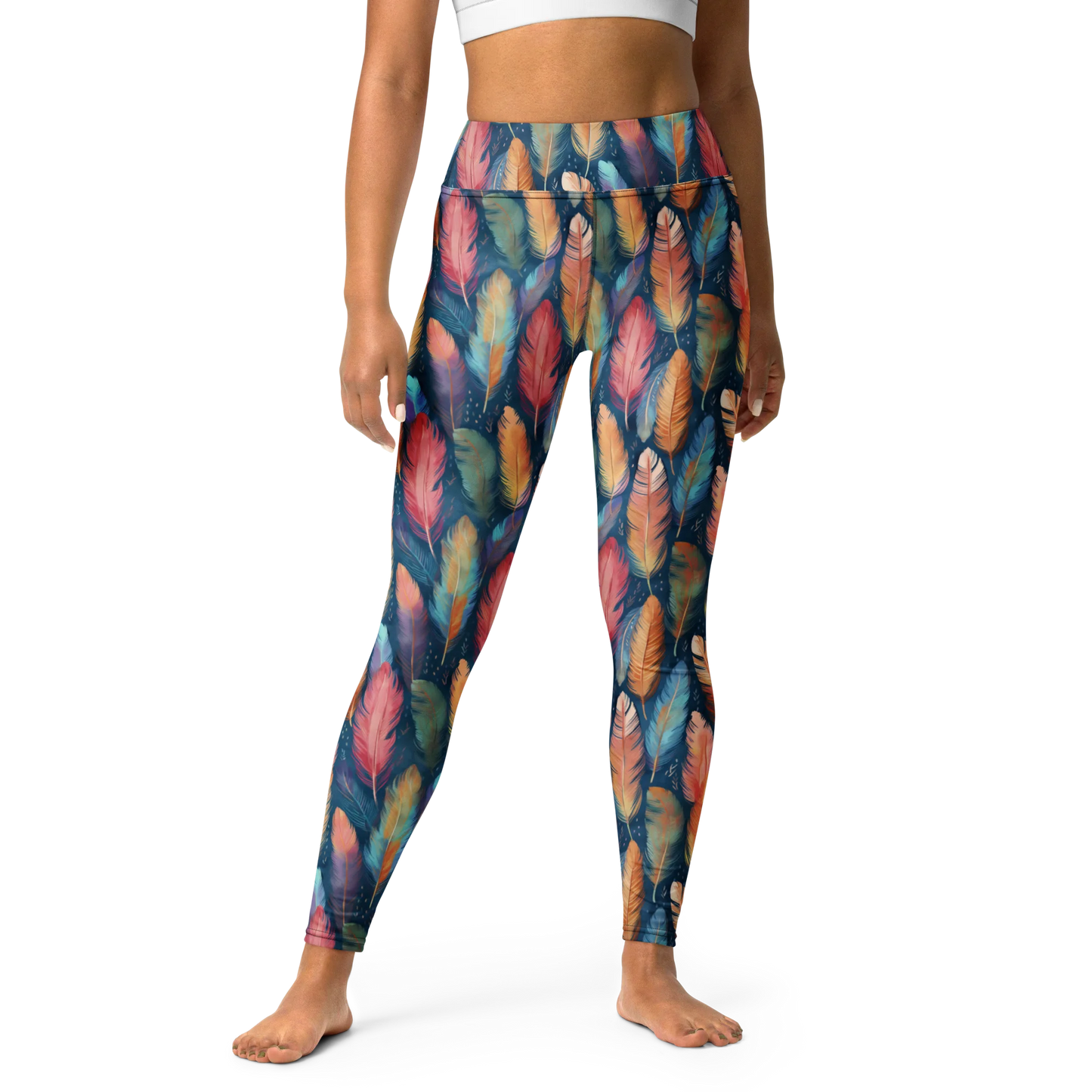 Dance of Wild Birds` Feathers Yoga Leggings