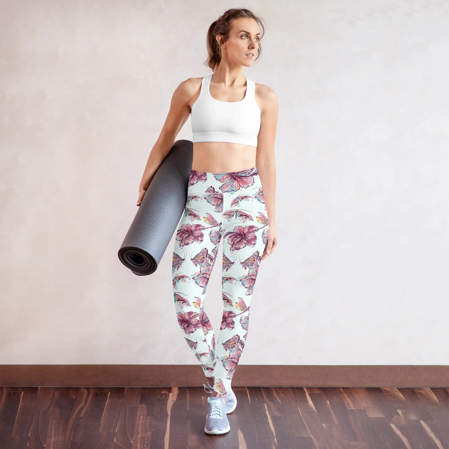 Sophisticated Hibiscus Ornament Yoga Leggings
