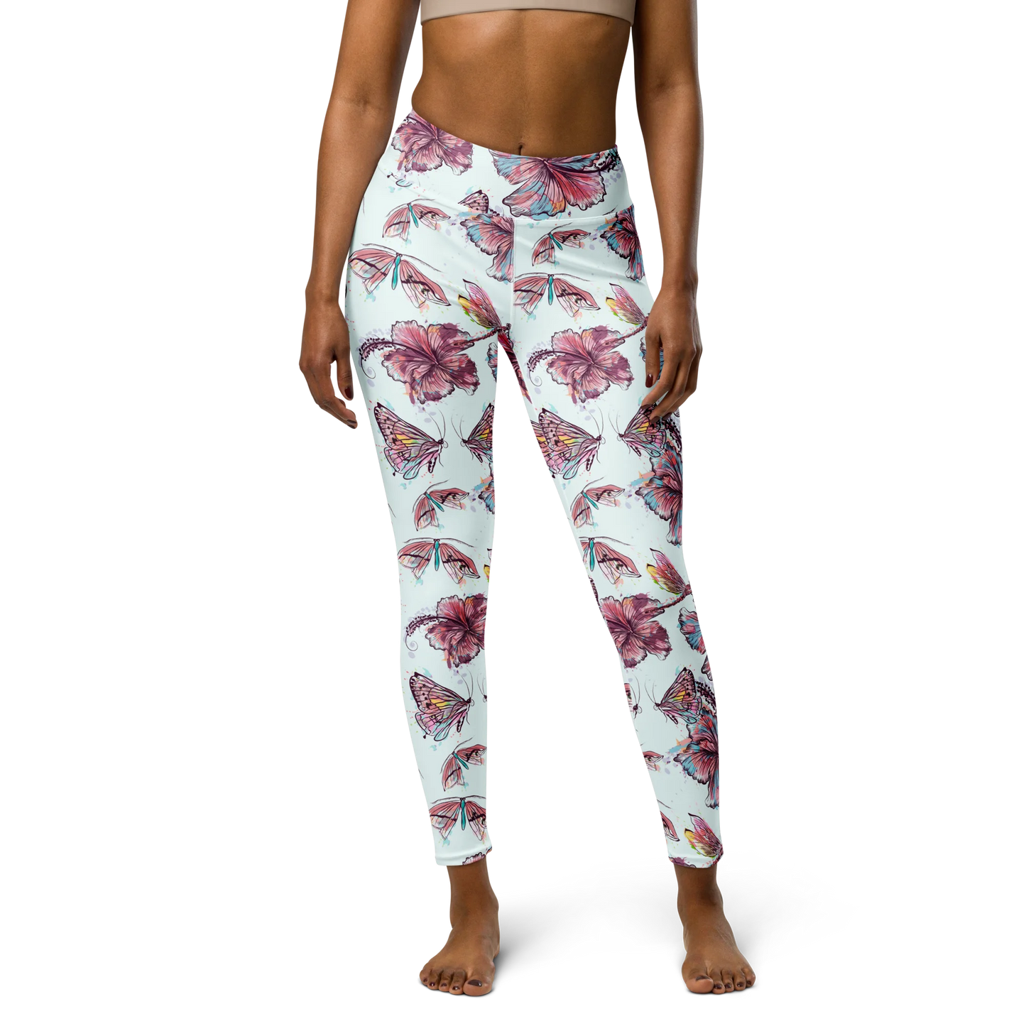 Sophisticated Hibiscus Ornament Yoga Leggings