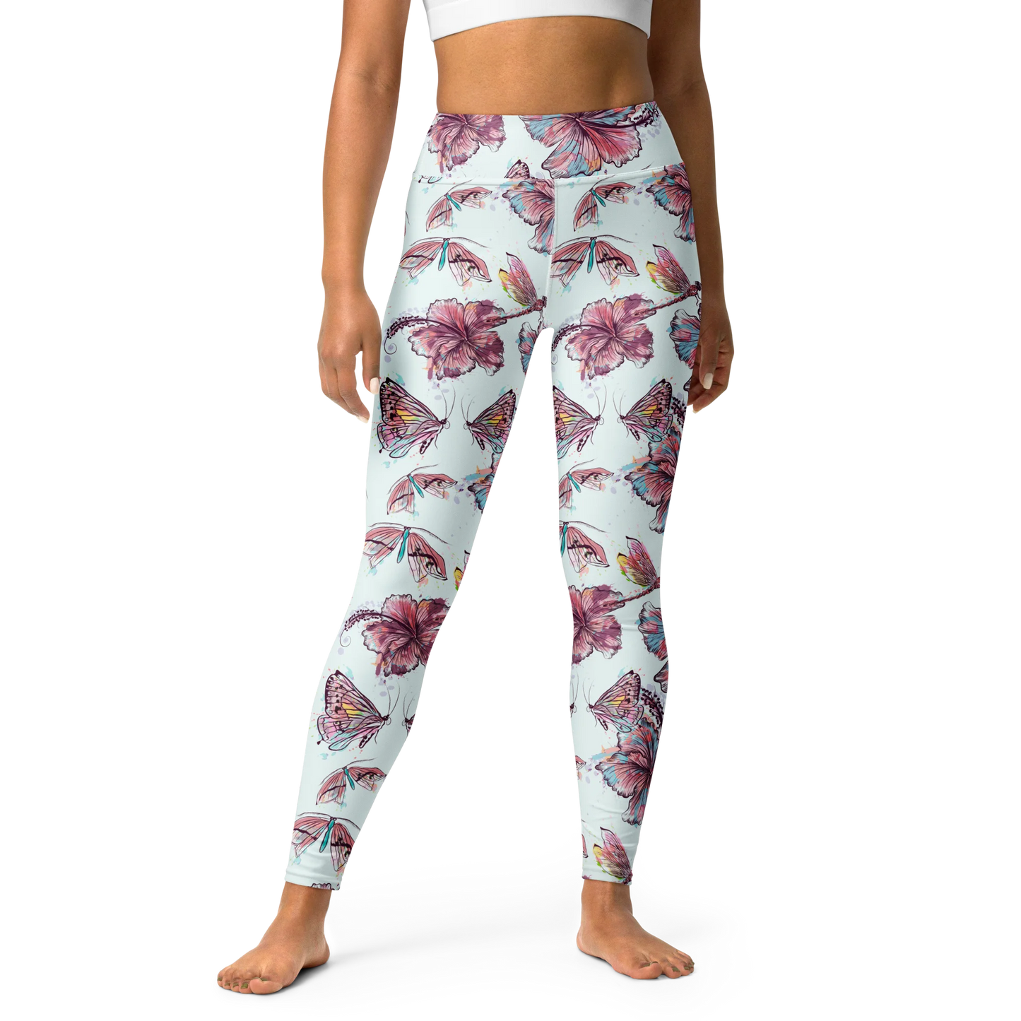 Sophisticated Hibiscus Ornament Yoga Leggings