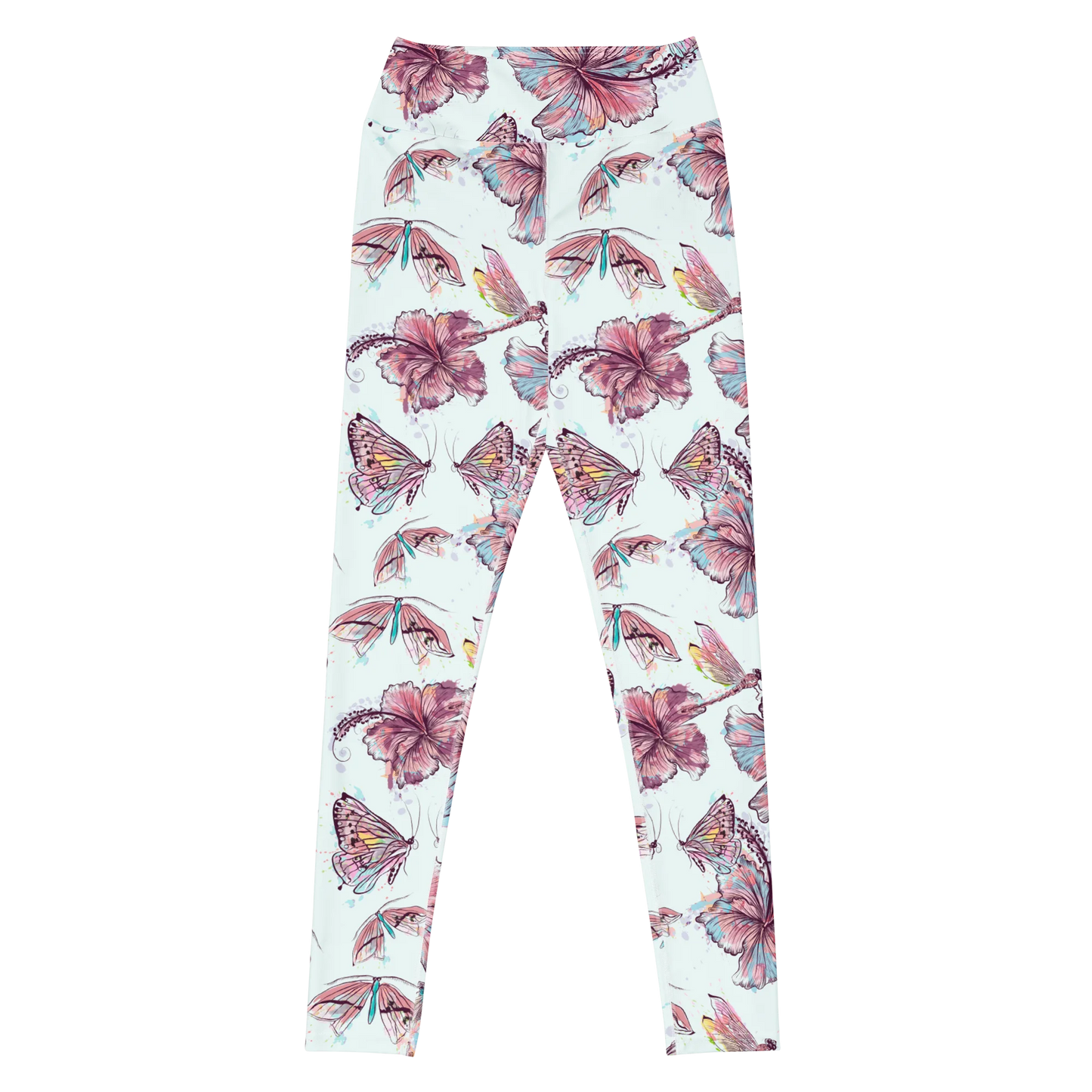 Sophisticated Hibiscus Ornament Yoga Leggings
