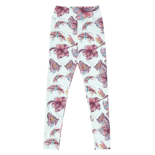Sophisticated Hibiscus Ornament Yoga Leggings