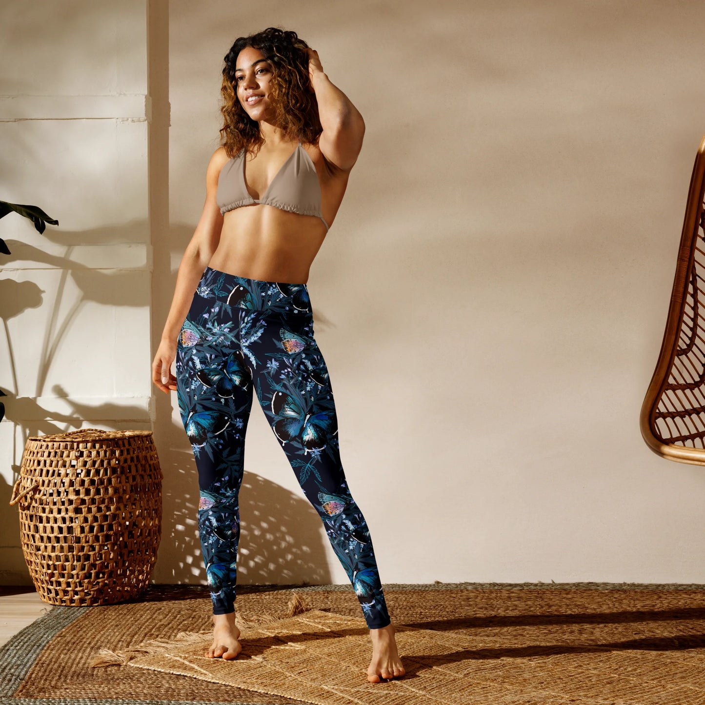 Night Flight of Blue Butterflies Yoga Leggings
