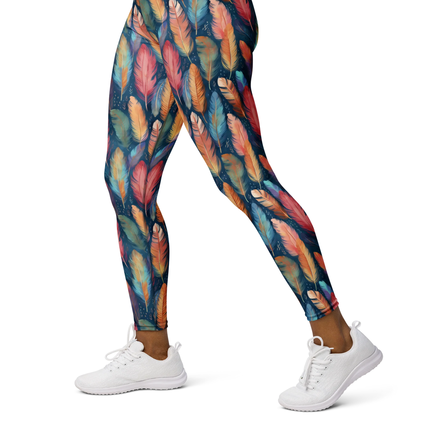 Dance of Wild Birds` Feathers Yoga Leggings