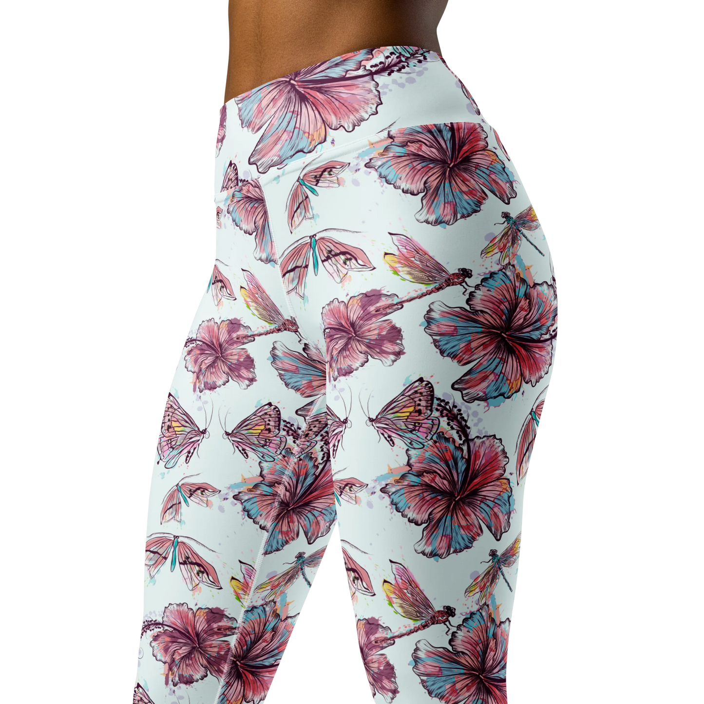 Sophisticated Hibiscus Ornament Yoga Leggings