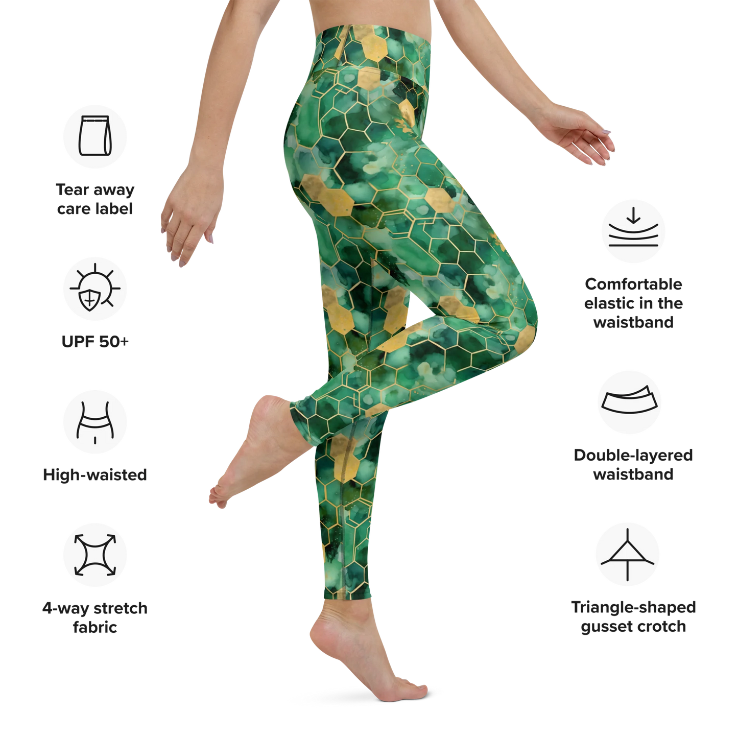 Abstract Verdant Elegance Yoga Leggings