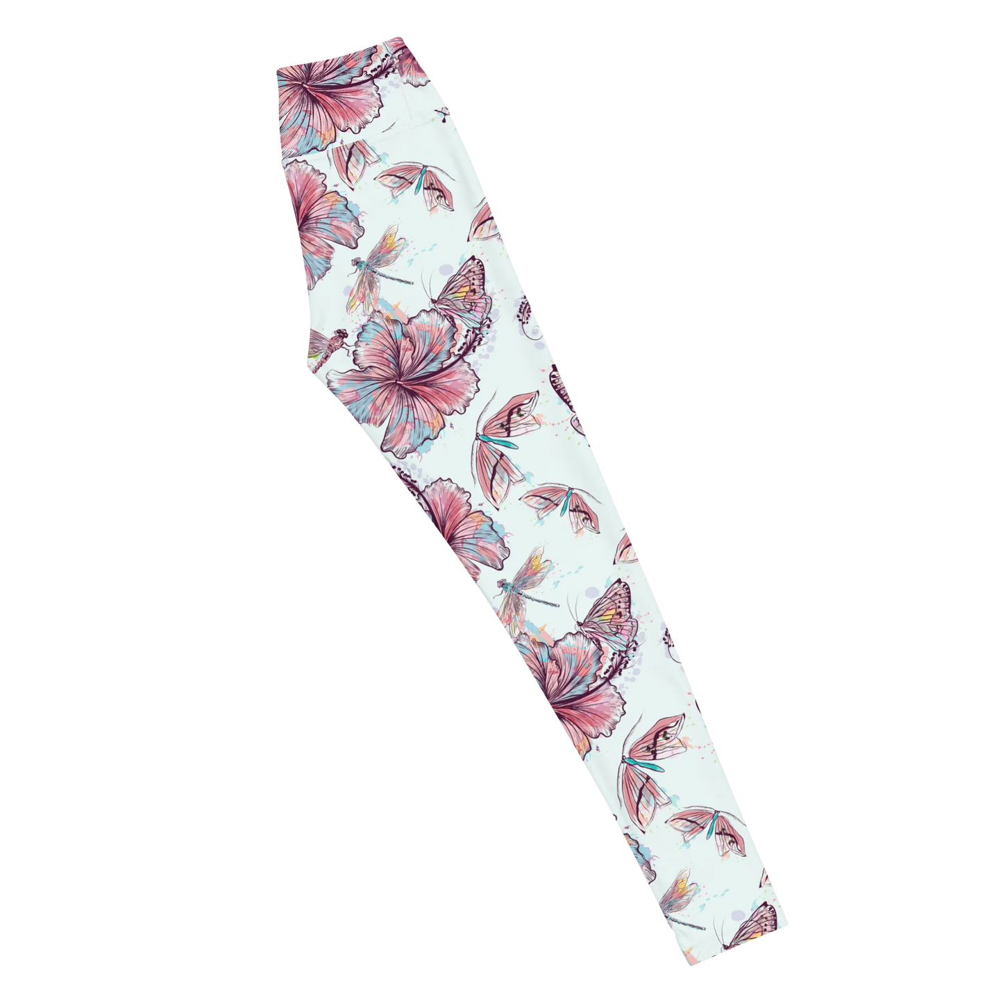 Sophisticated Hibiscus Ornament Yoga Leggings