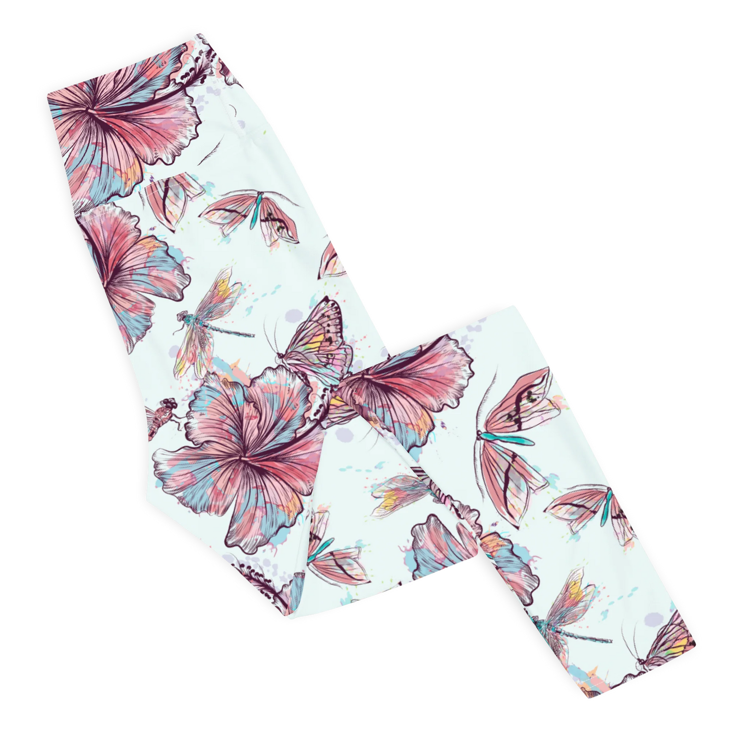 Sophisticated Hibiscus Ornament Yoga Leggings