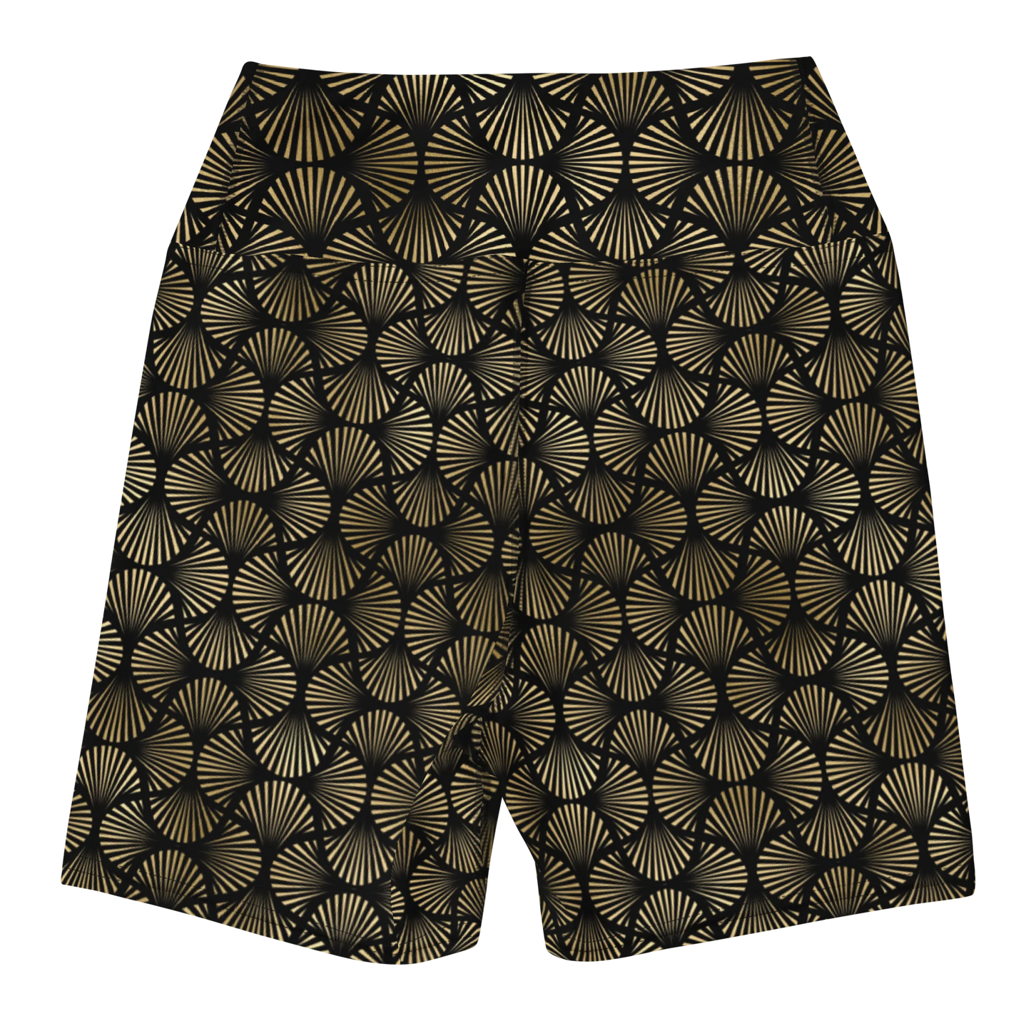 Black And Gold Art Deco Flower Reflections Yoga Shorts