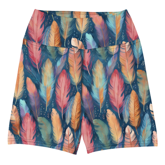 Dance of Wild Birds` Feathers Yoga Shorts