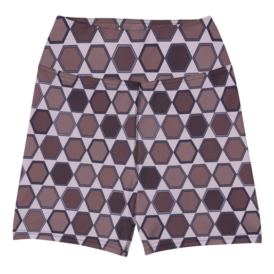 Wine Honeycombs Abstraction Yoga Shorts