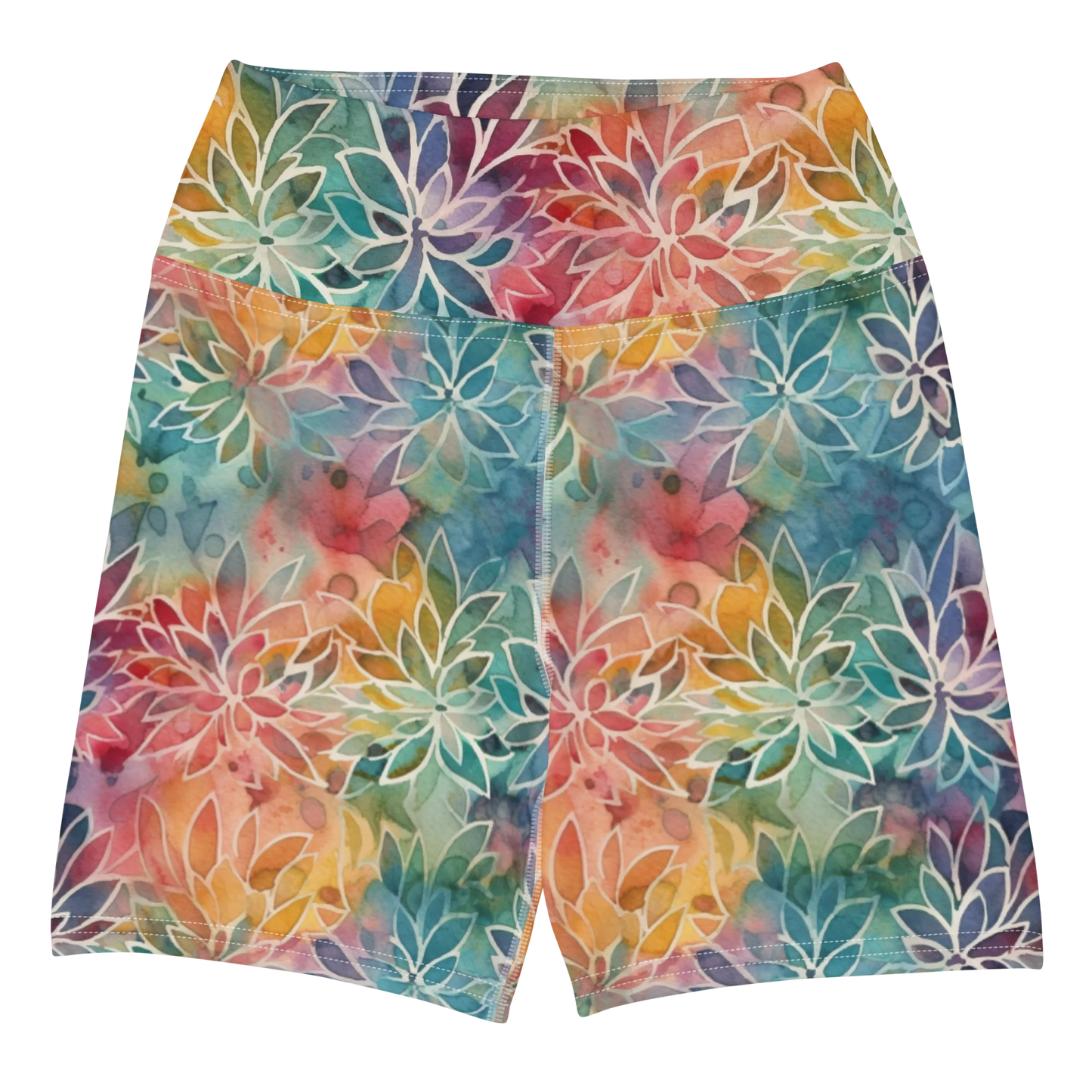 Colorful Summer Floral Abstraction Yoga Shorts