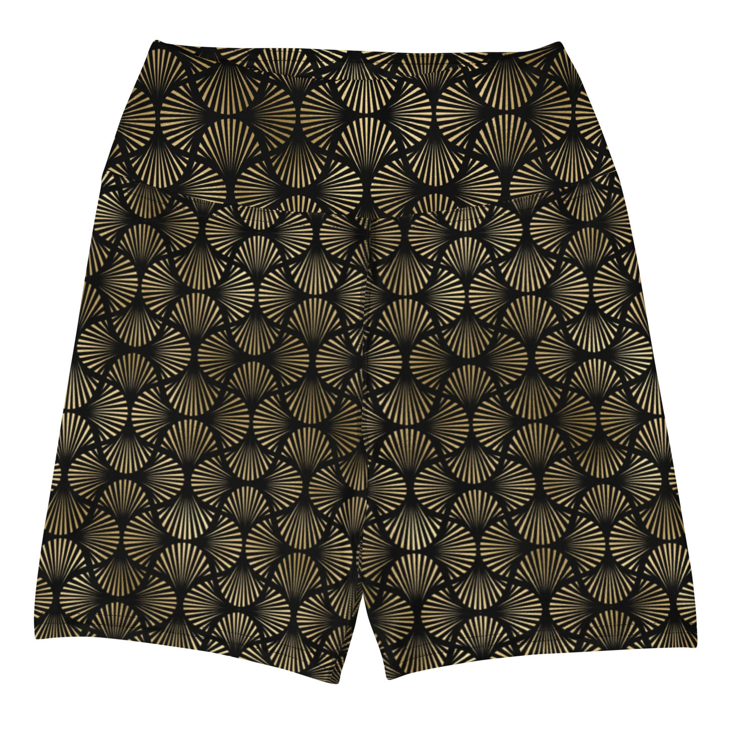 Black And Gold Art Deco Flower Reflections Yoga Shorts