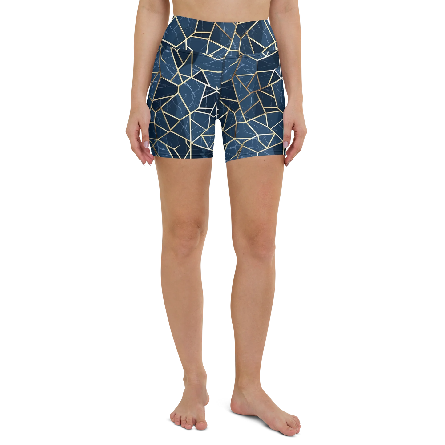 Blue Geometric Nordic Sky Yoga Shorts