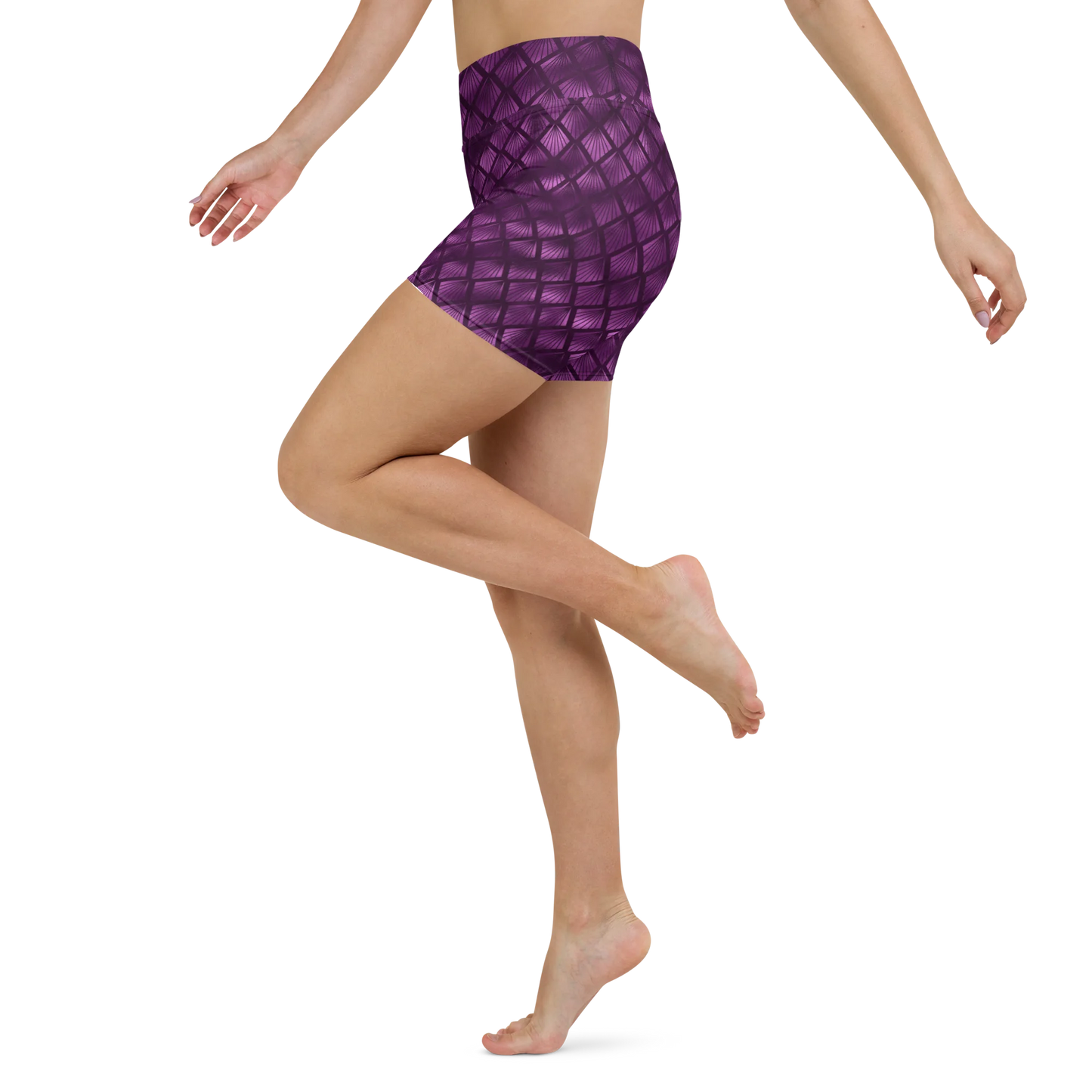 Violet Shadows Art Deco Ornament Yoga Shorts