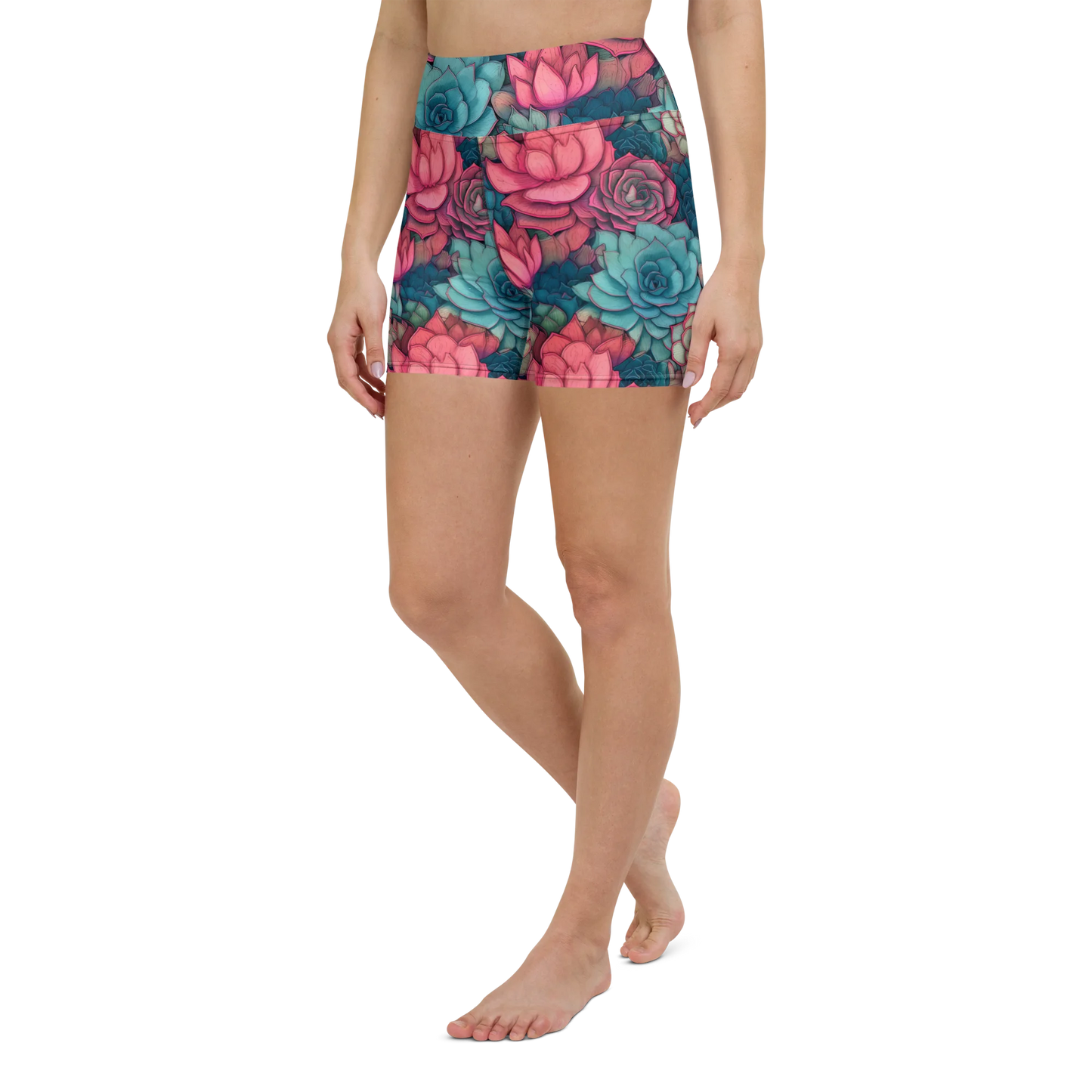 Bright Eternal Flowers Fantasy Yoga Shorts