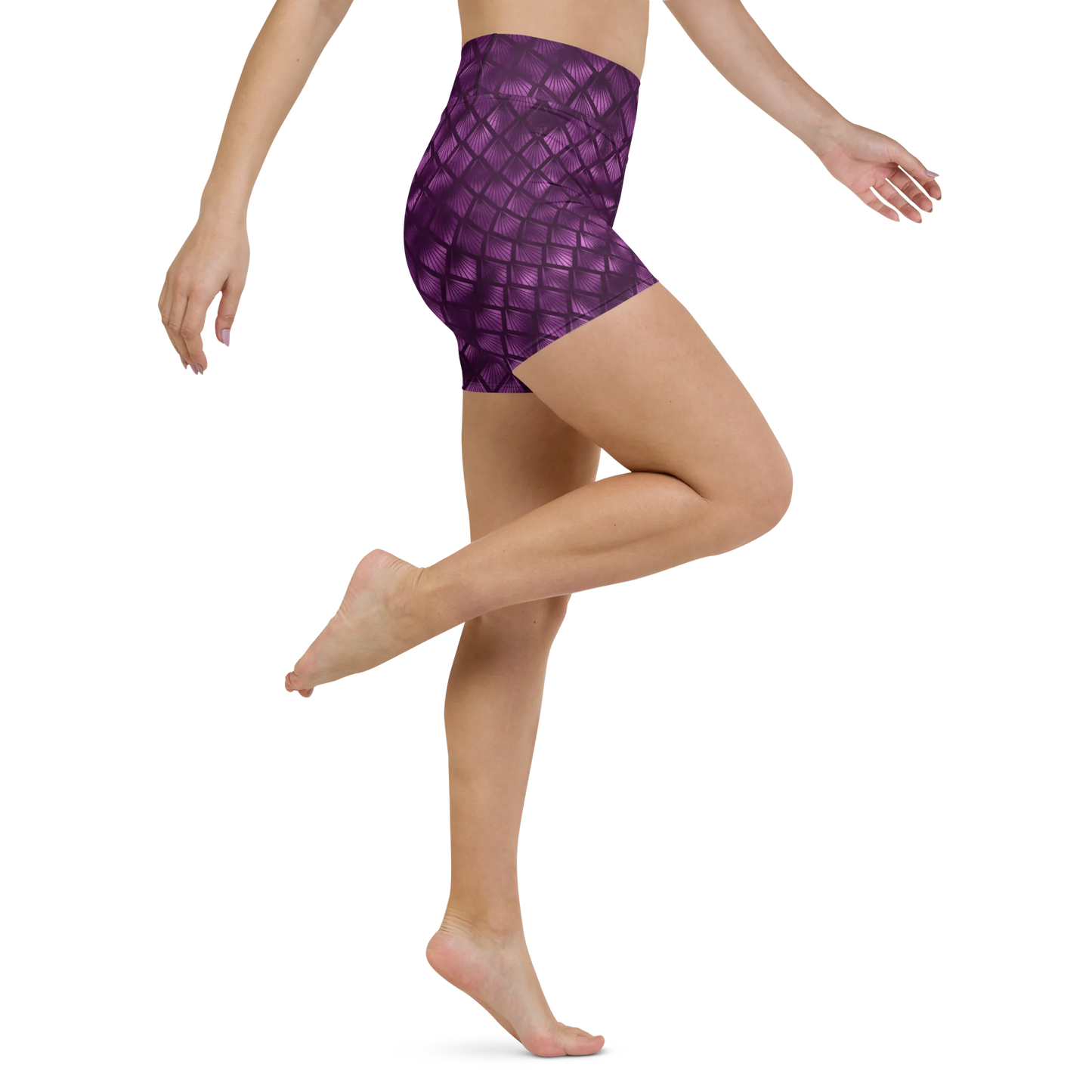 Violet Shadows Art Deco Ornament Yoga Shorts