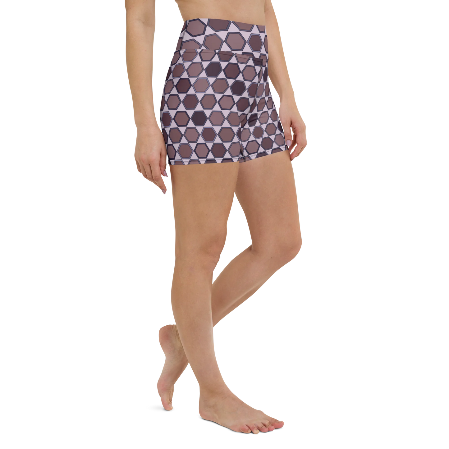 Wine Honeycombs Abstraction Yoga Shorts