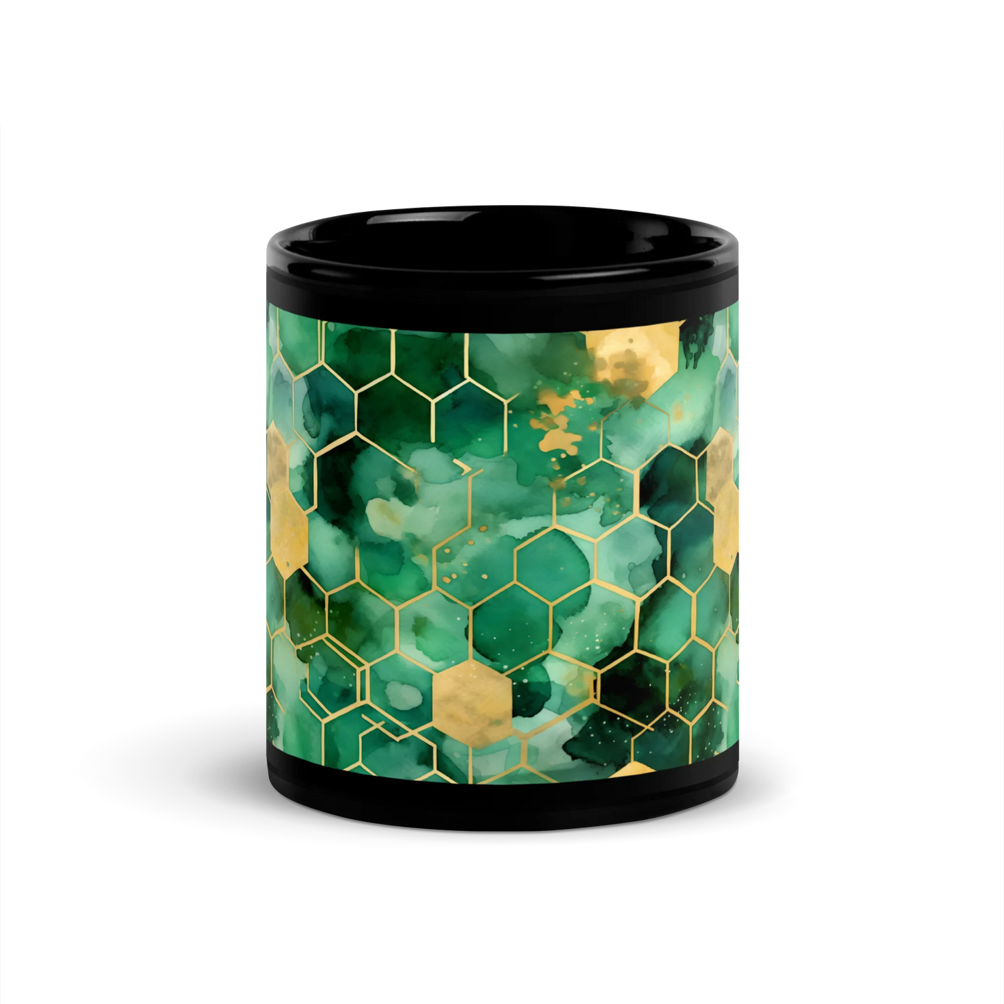 Abstract Verdant Elegance Black Mug
