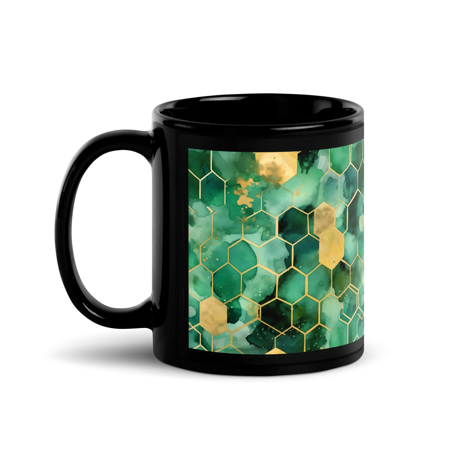 Abstract Verdant Elegance Black Mug