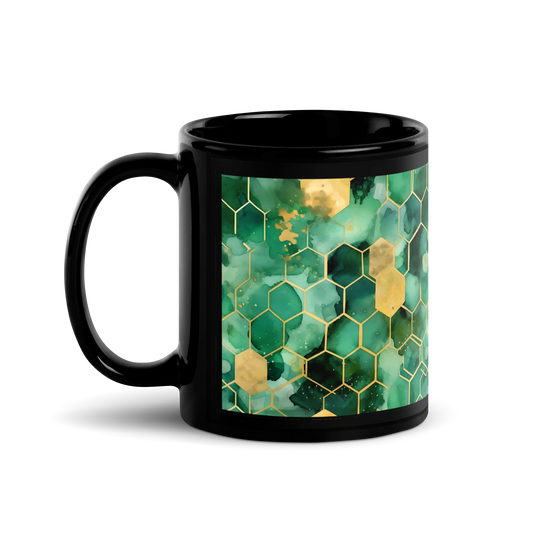 Abstract Verdant Elegance Black Mug
