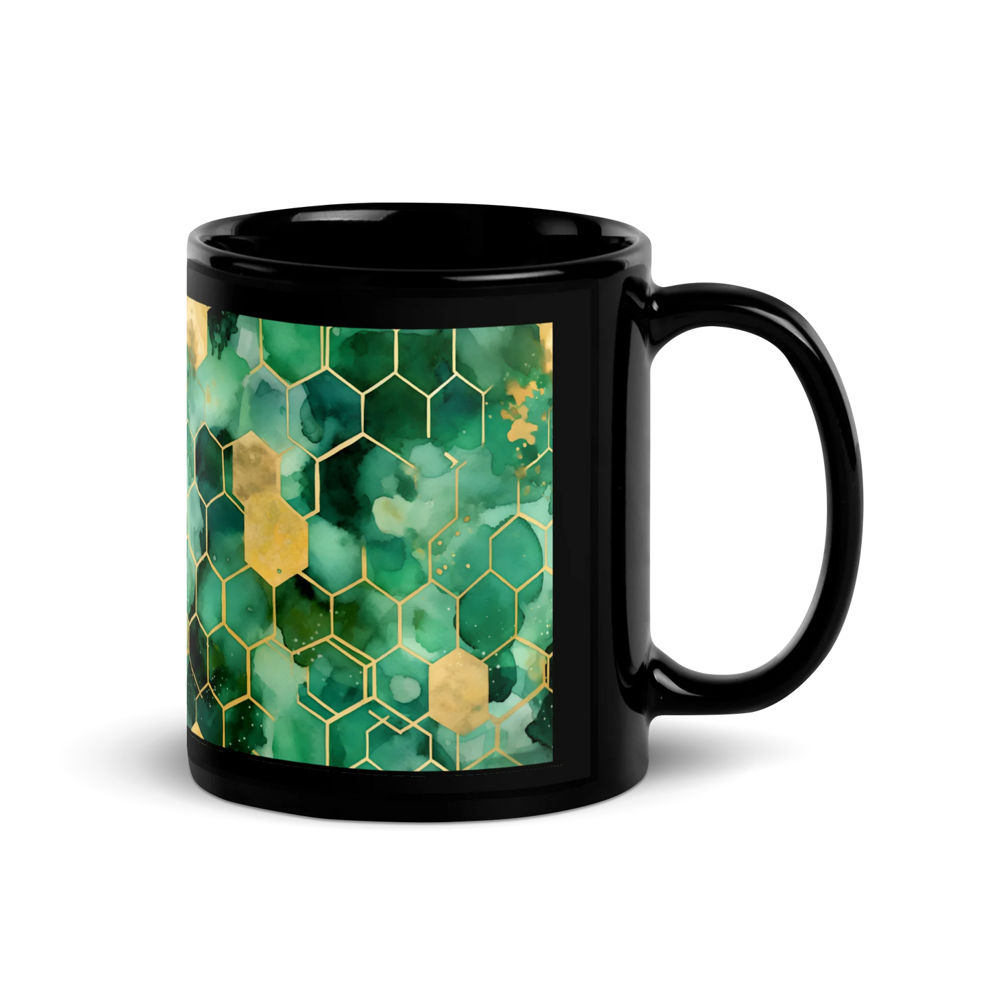 Abstract Verdant Elegance Black Mug