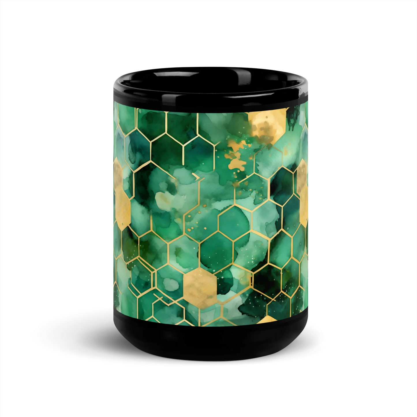 Abstract Verdant Elegance Black Mug