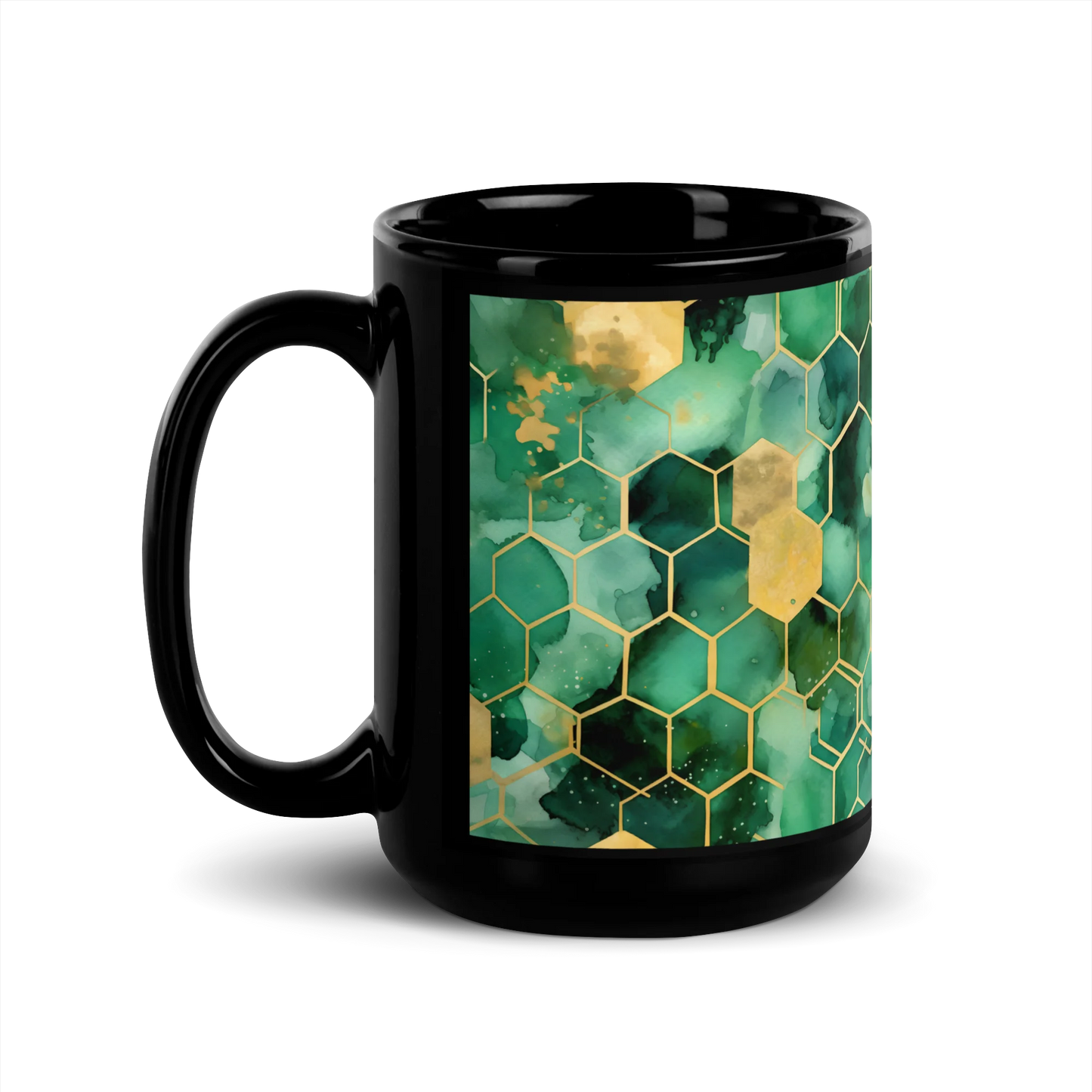 Abstract Verdant Elegance Black Mug