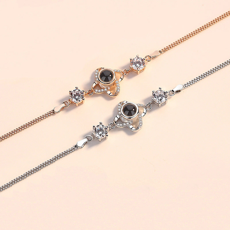 Custom Jewelry Lucky Clover Photo Projection Bracelet