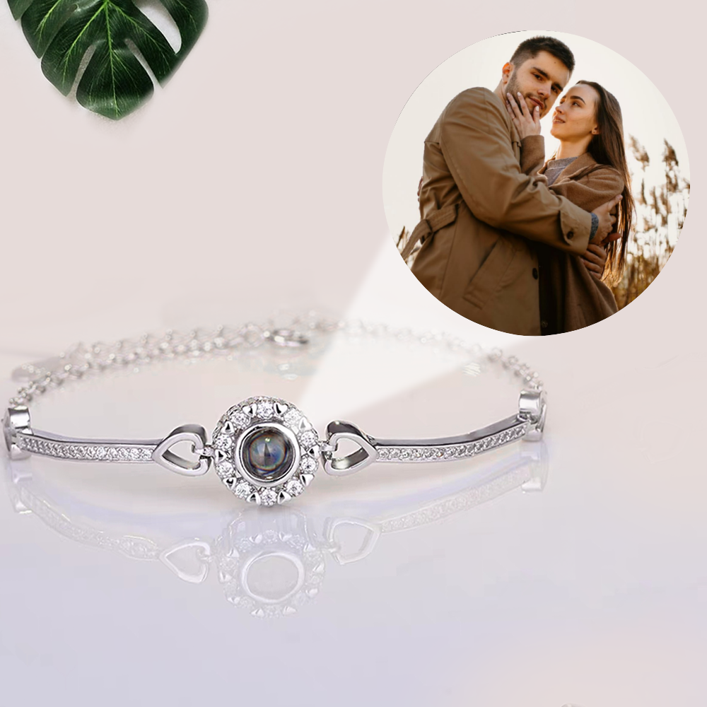 Custom Jewelry Flower Photo Projection Bracelet Nano Engraving