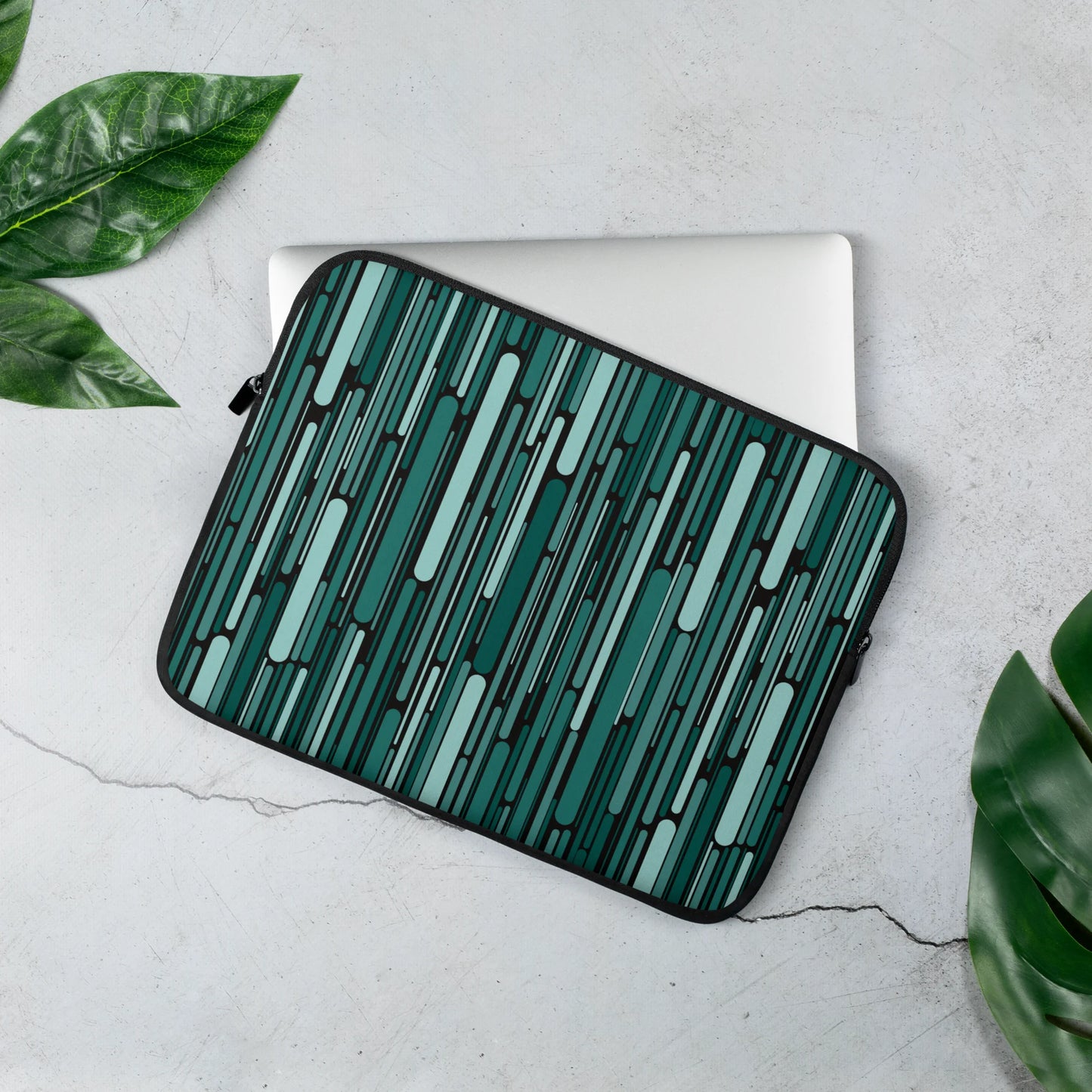 Green Rain Ornament Laptop Sleeve