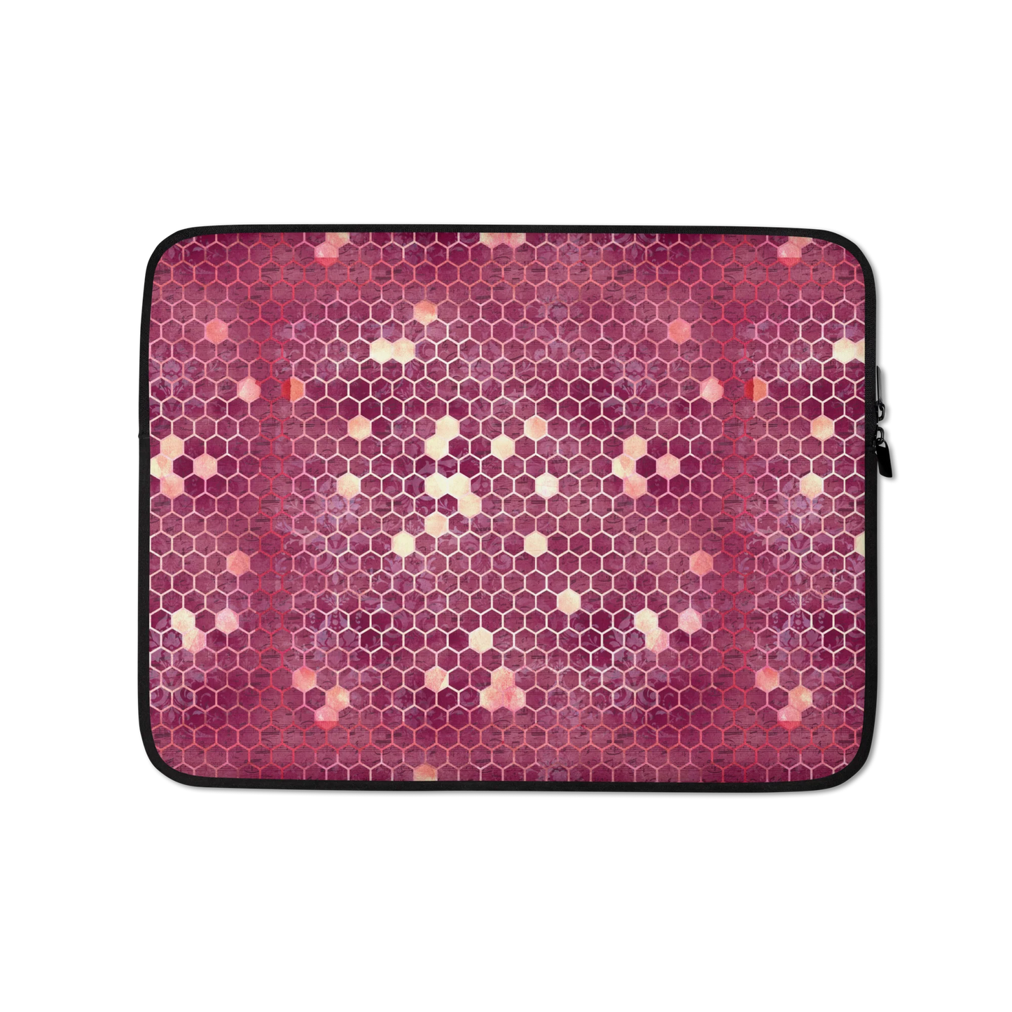 Burgundy Gold Honeycombs Ornament Laptop Sleeve