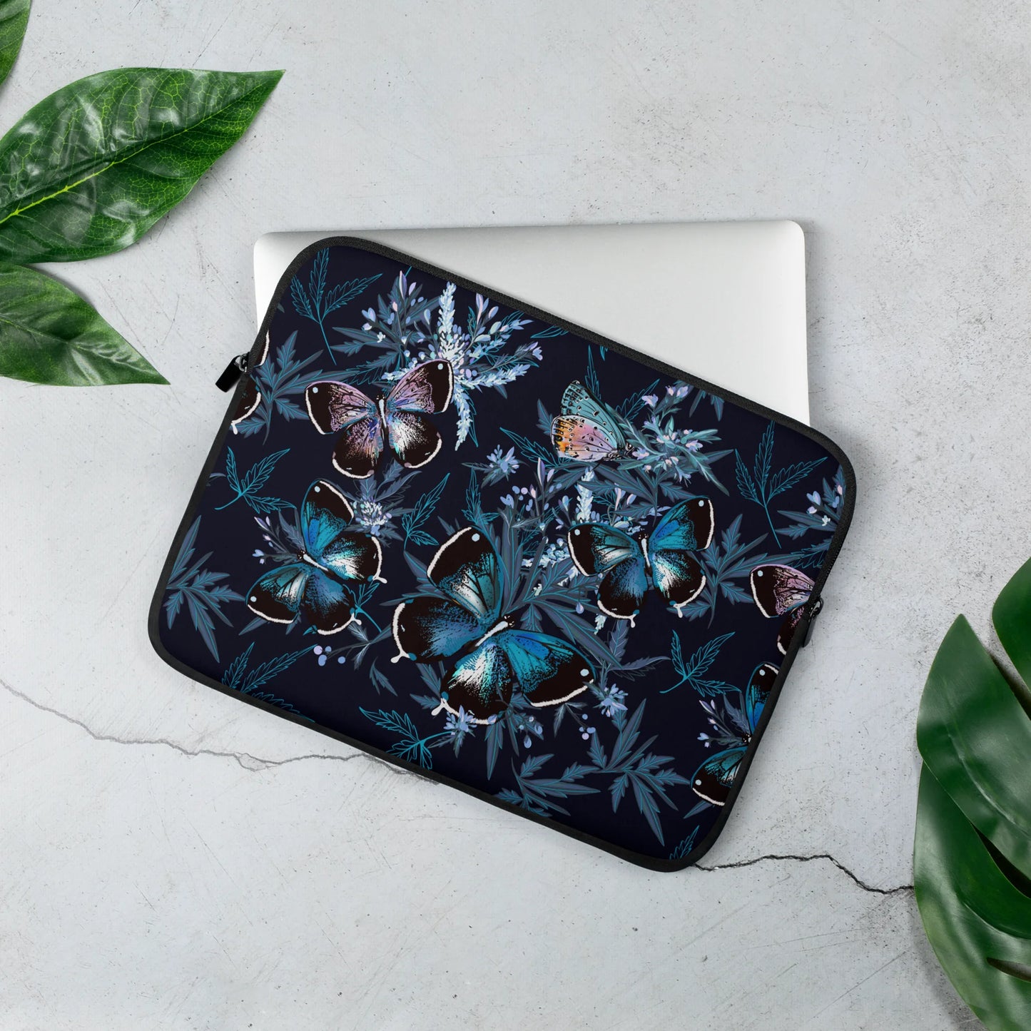 Night Flight of Blue Butterflies Laptop Sleeve
